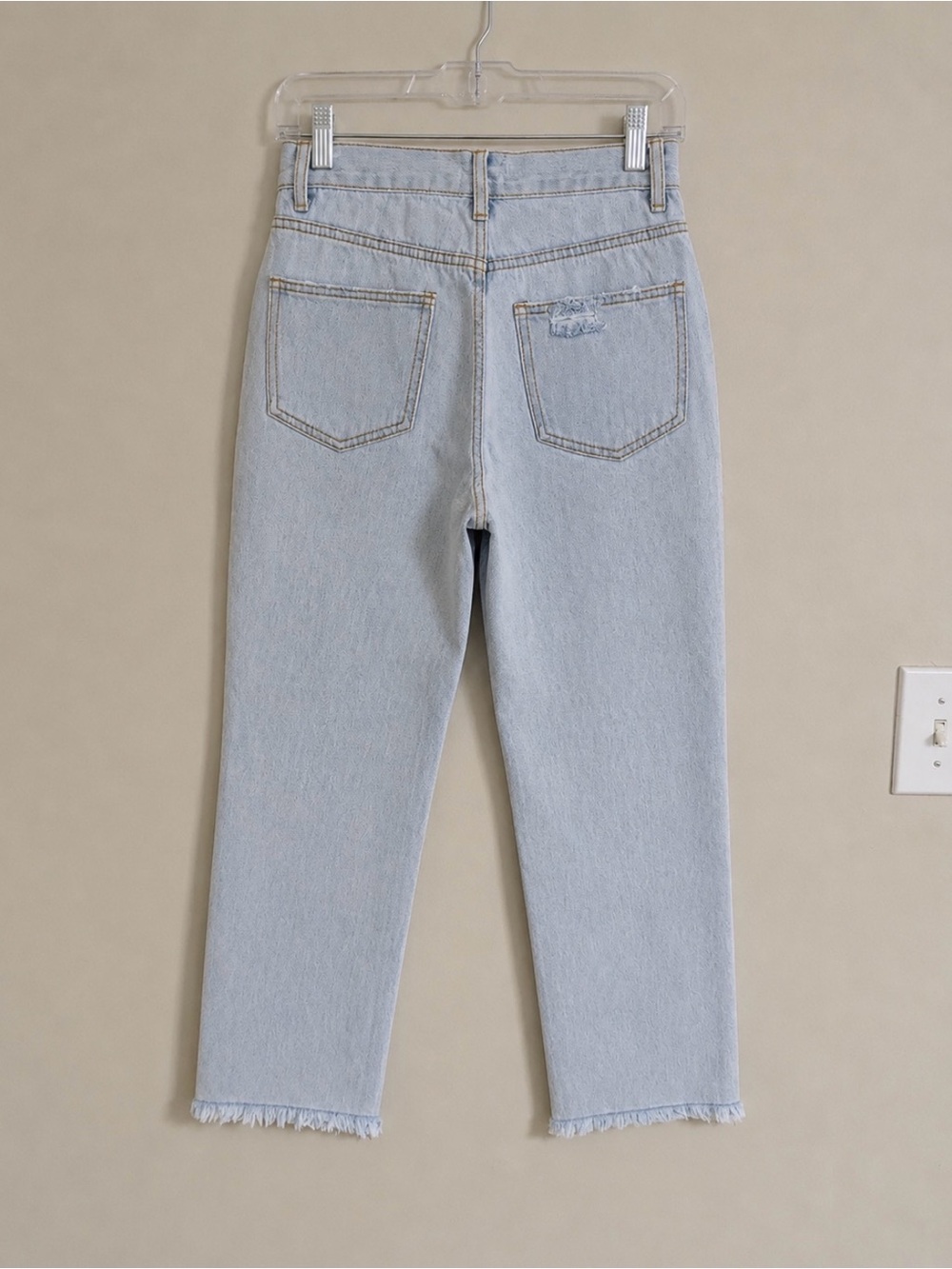 Denim Straight fit distressed hem 100% cotton jeans - Picture 2 of 6